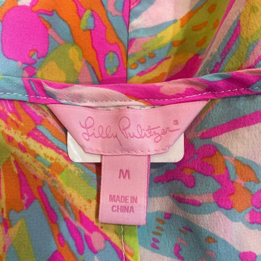 LILLY PULITZER Sarina Scuba to Cuba Floral Sleeveless Silk Tank Top Size Medium - Picture 7 of 8